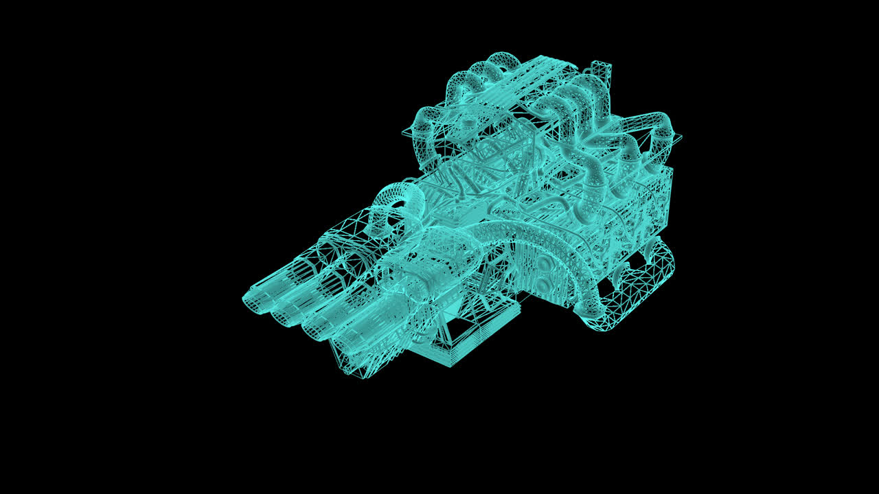 Wireframe 3D Model of an Engine