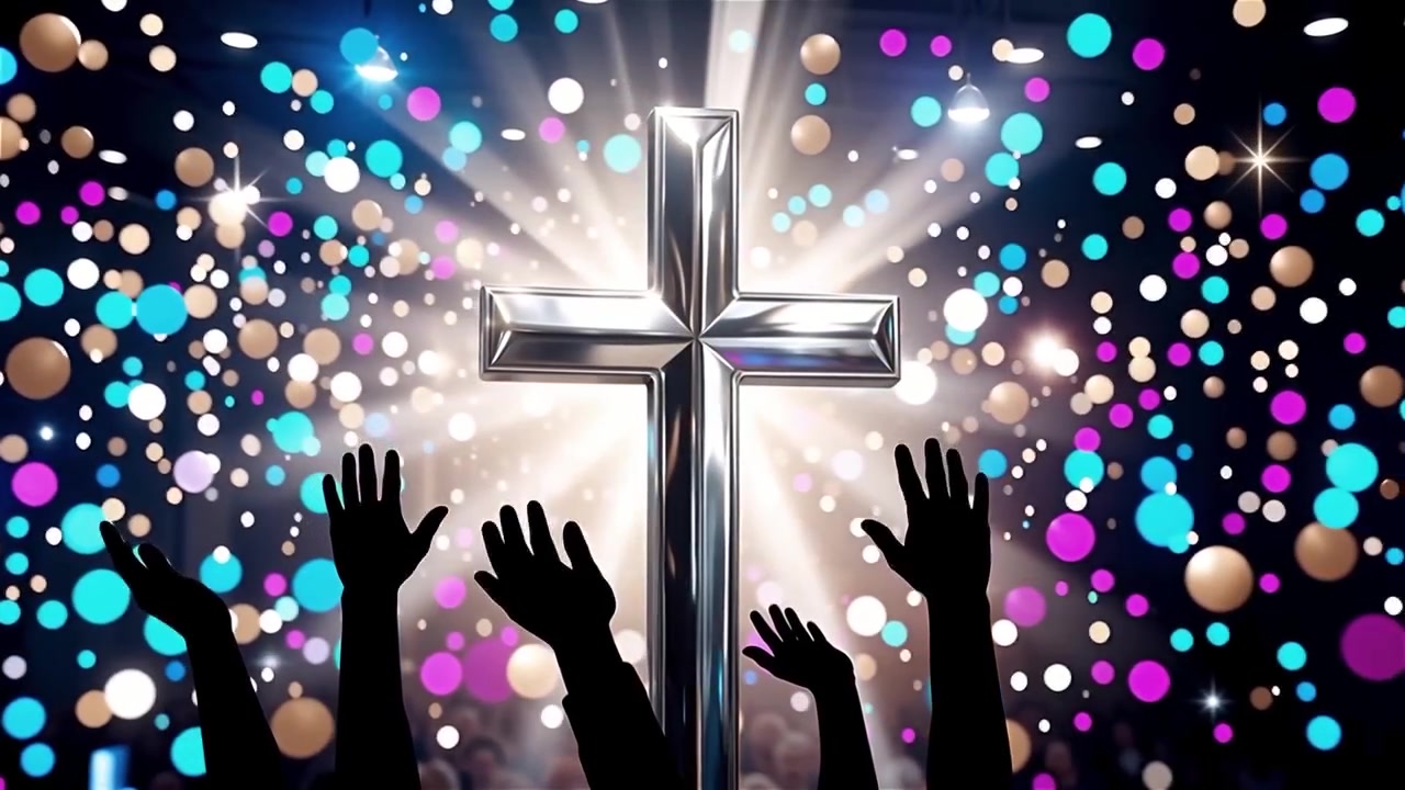 Croce Cristiana Luce Celestiale Sfondo per il Culto.