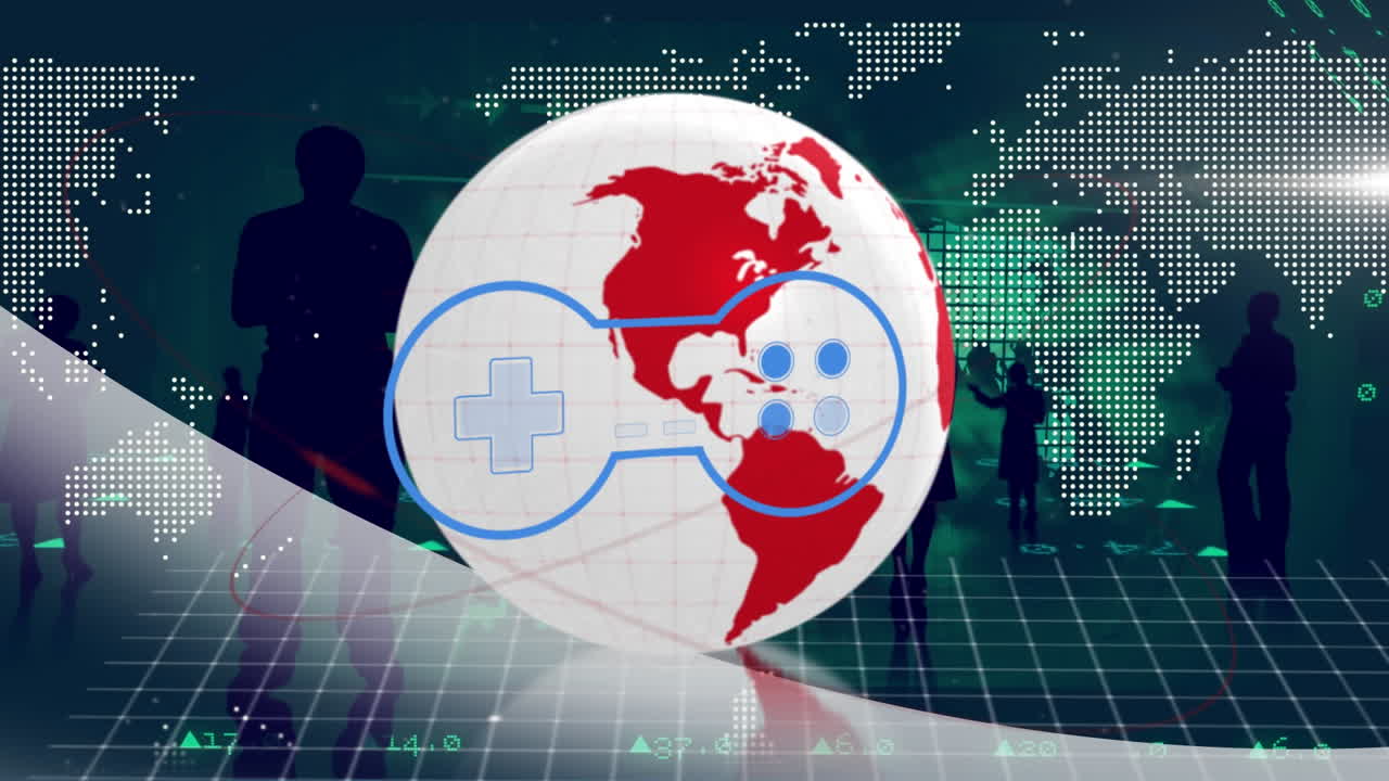 전 세계 데이터 처리 및 비즈니스 인력의 애니메이션.