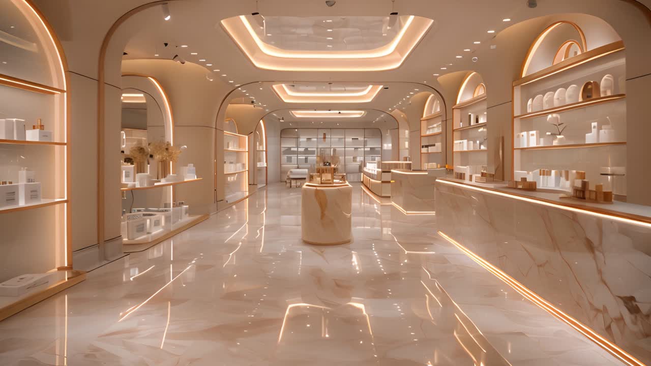 Luxurious Modern Beauty and Cosmetics Retail Store Interior