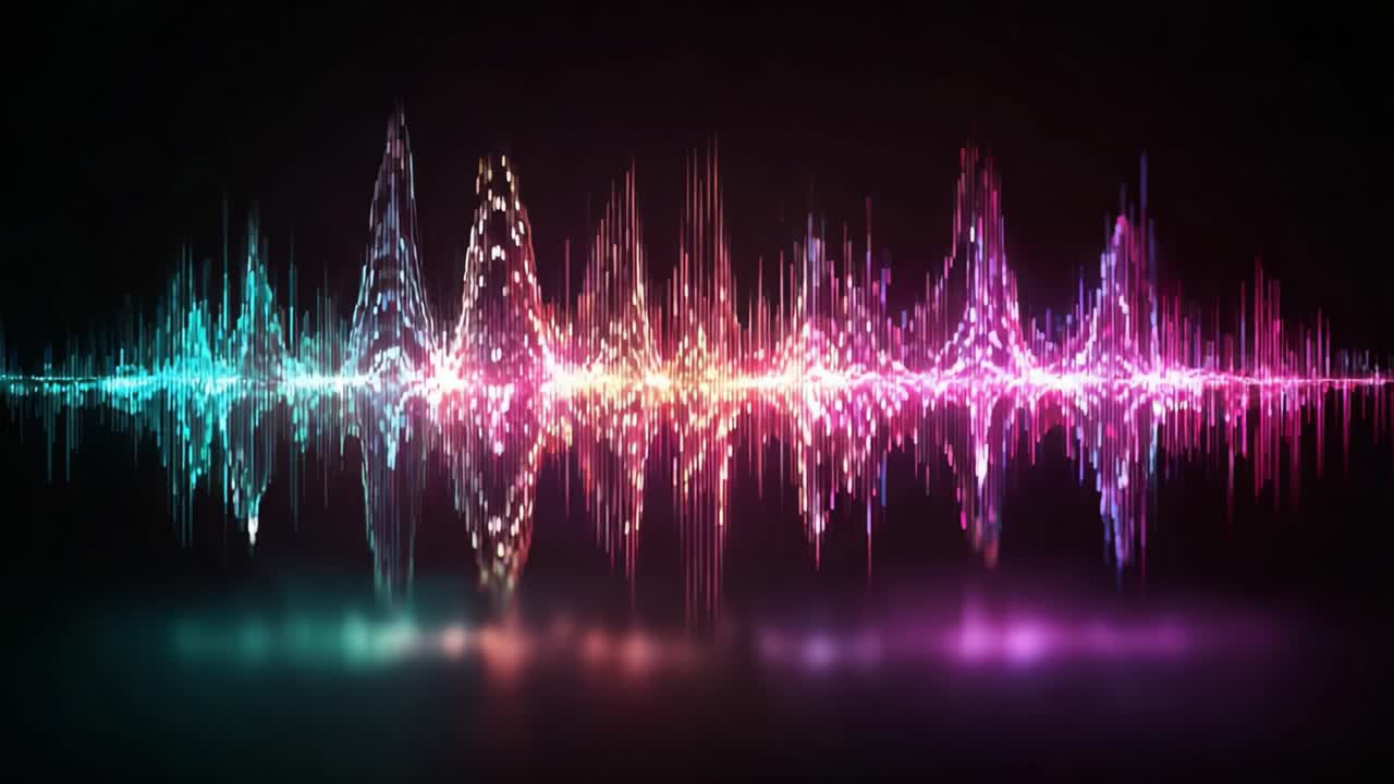 Visual Representation of Sound Waves: An Artistic Display of Vibrant Colors and Waveforms Capturing the Essence of Audio Frequencies in Motion and Design