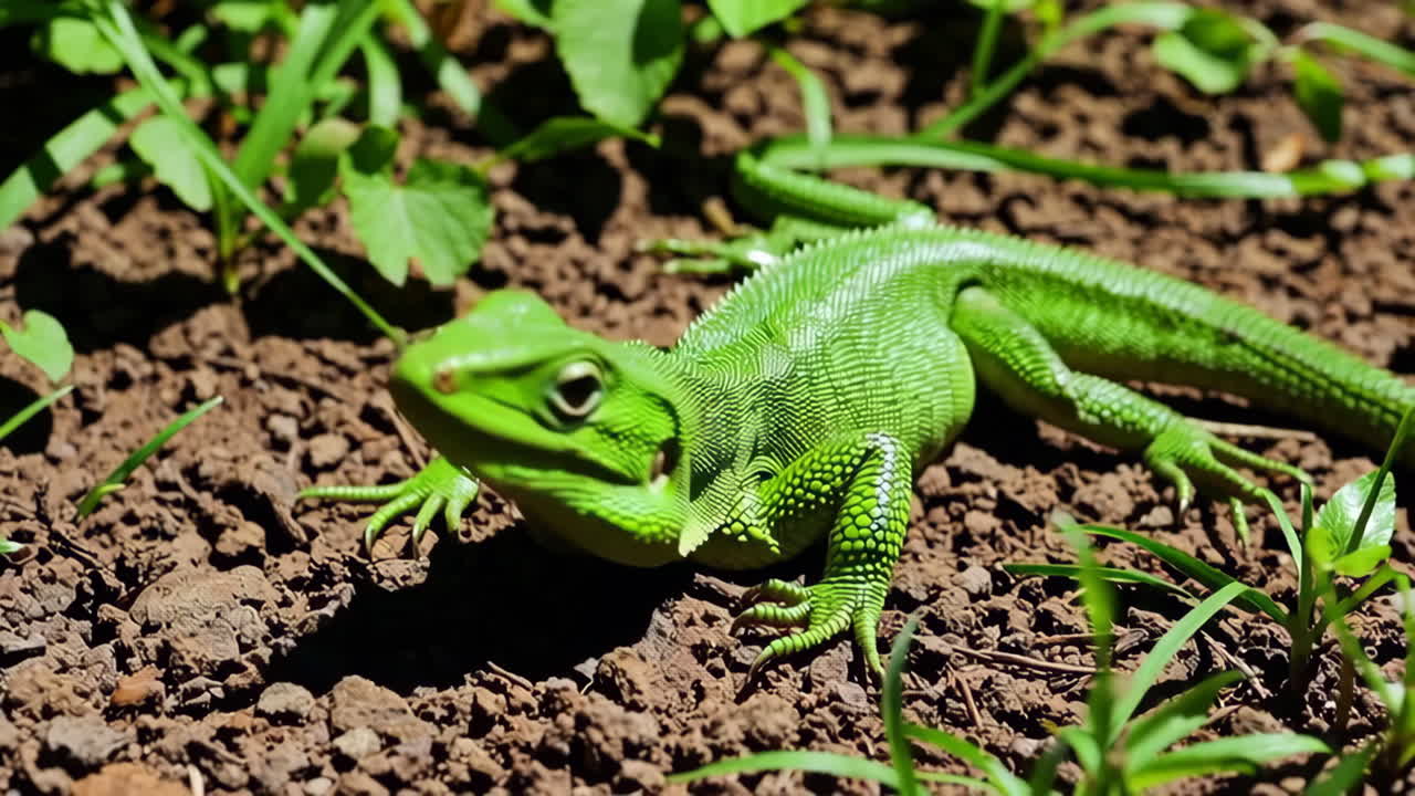 Green Lizard on the Ground