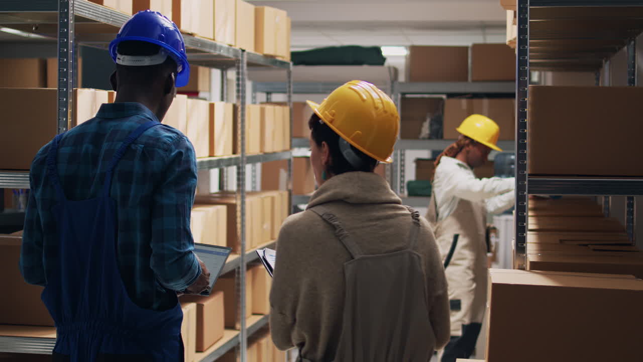 trabajadores de almacén que gestionan el inventario