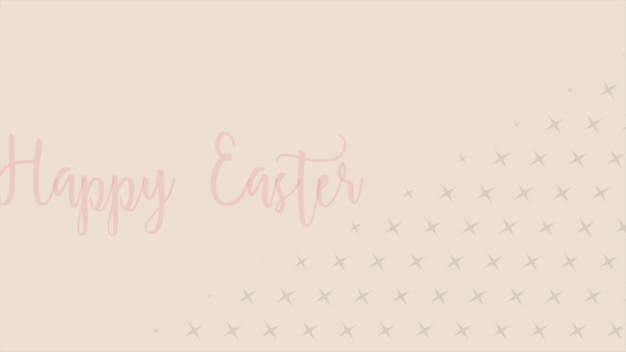 Biglietto d'auguri di Pasqua con "Buona Pasqua" in corsivo rosso su sfondo beige con motivo a pois