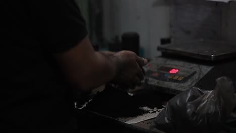 safety first concept, metallurgy pouring liquid metal into a mold lab to be used in sand mold