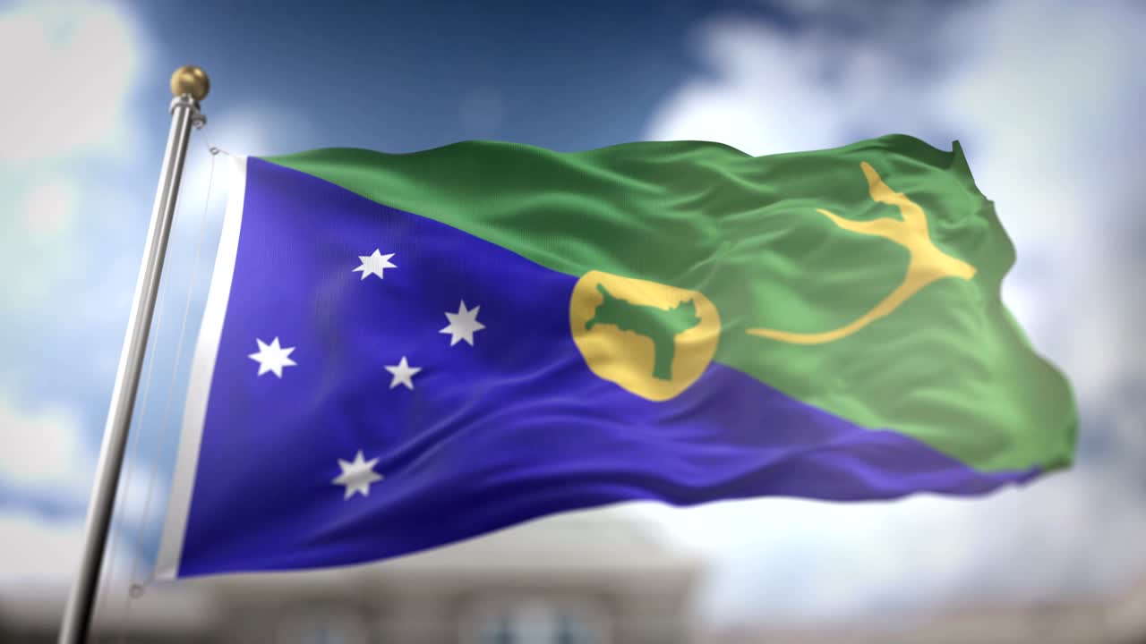 크리스마스 섬 발이 느린 동작 3d 렌더링 파란 하늘 배경 - 시엄리스 루프 4k