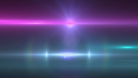animación de un foco rosa con destello de la lente y haces de luz que se mueven sobre un fondo oscuro