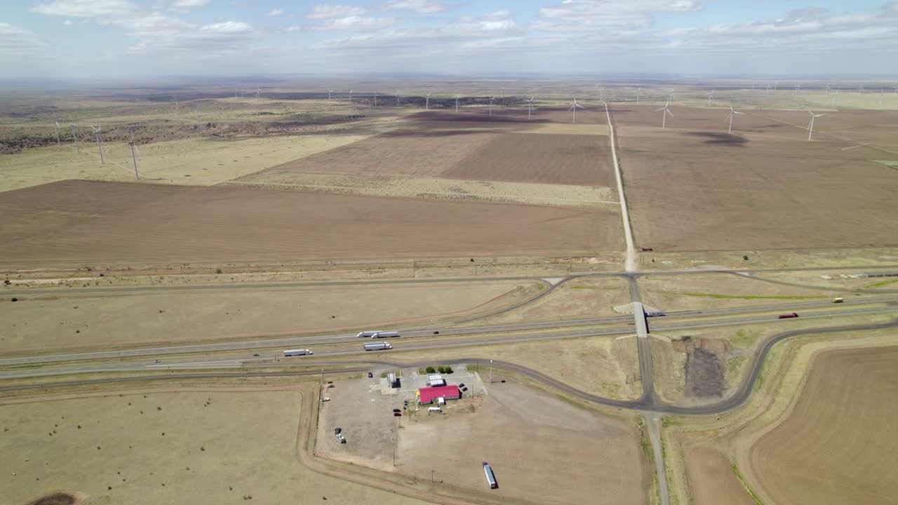 Aerial view on wind turbines in Texas