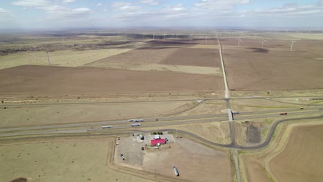 aerial view on wind turbines in texas