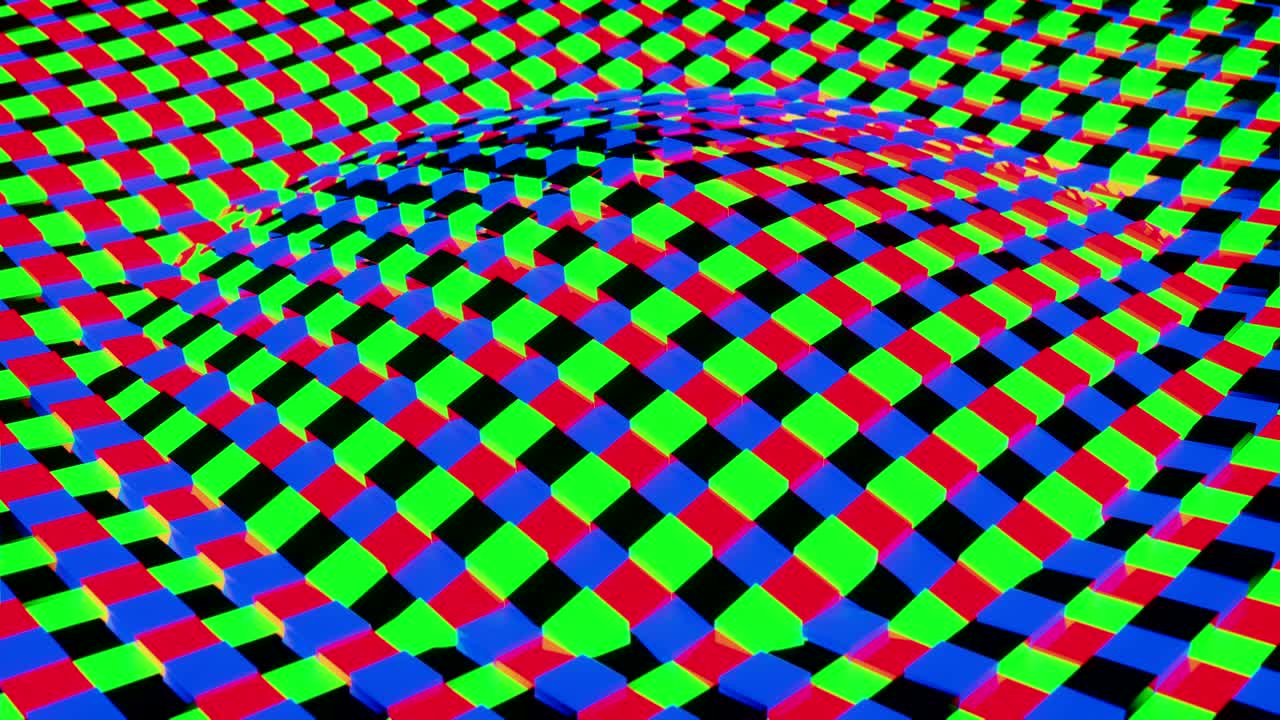 los cubos rojos, verdes y azules se mueven arriba y abajo.