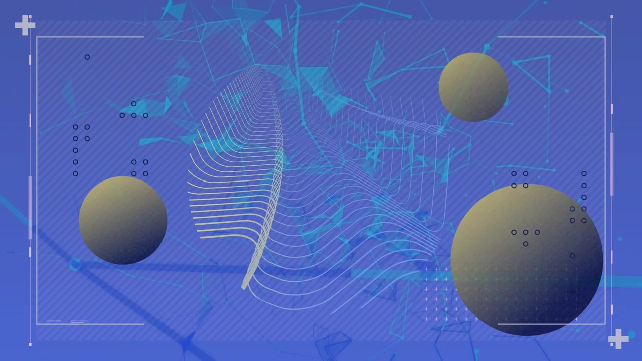 Animation of shapes moving over purple background
