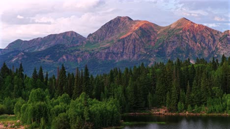 Lost Lake camping summer sunset Kebler Pass Crested Butte Paonia aerial drone Colorado Ruby Peak Rocky Mountains landscape view Irwin Lake Ohio Pass dense Aspen Trees Forest Sawatch Range forward pan