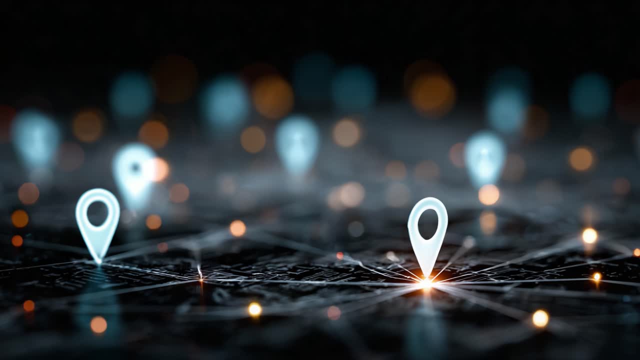 Dynamic Visual Representation of Geolocation Markers Highlighting Connectivity and Network Mapping in a Digital Landscape