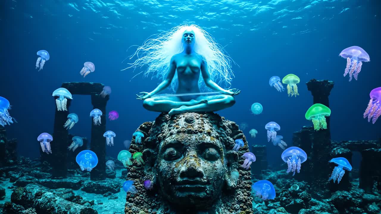 Meditazione subacquea con le meduse