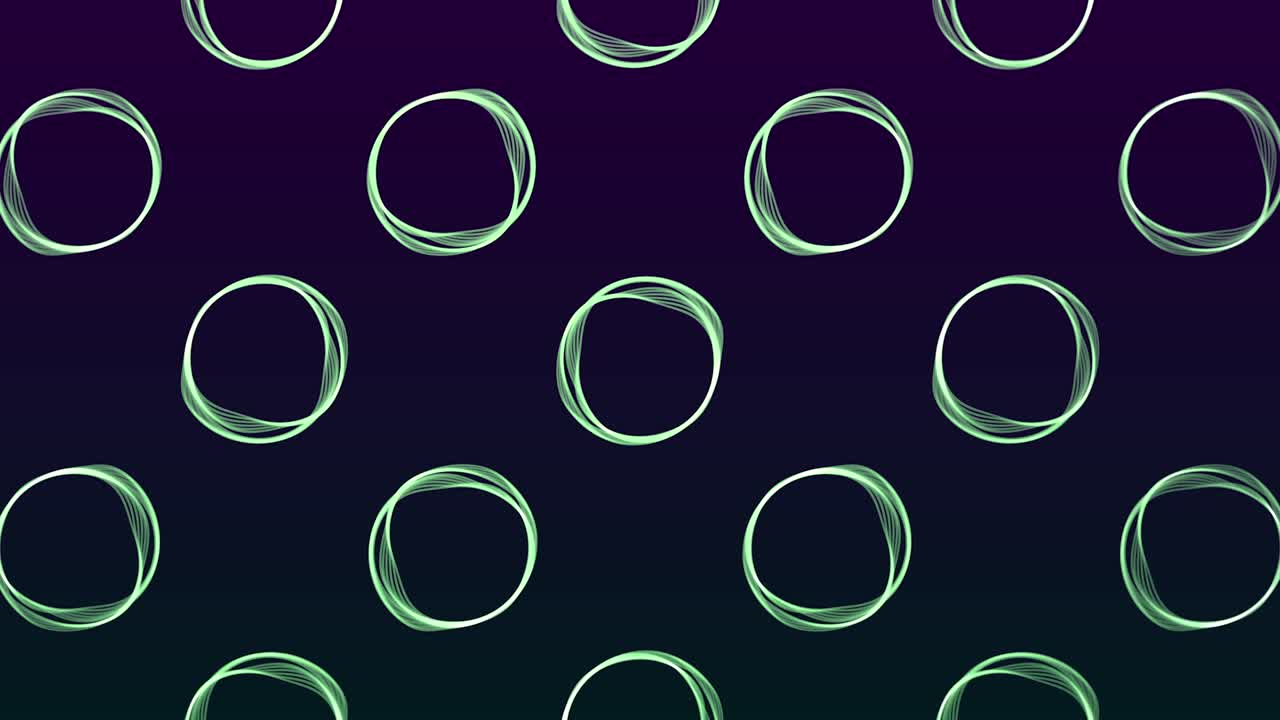 patrón geométrico abstracto con círculos azules y verdes sobre un fondo oscuro