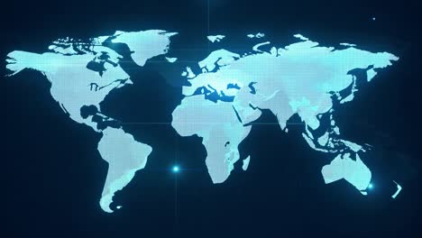 digital world map with glowing points