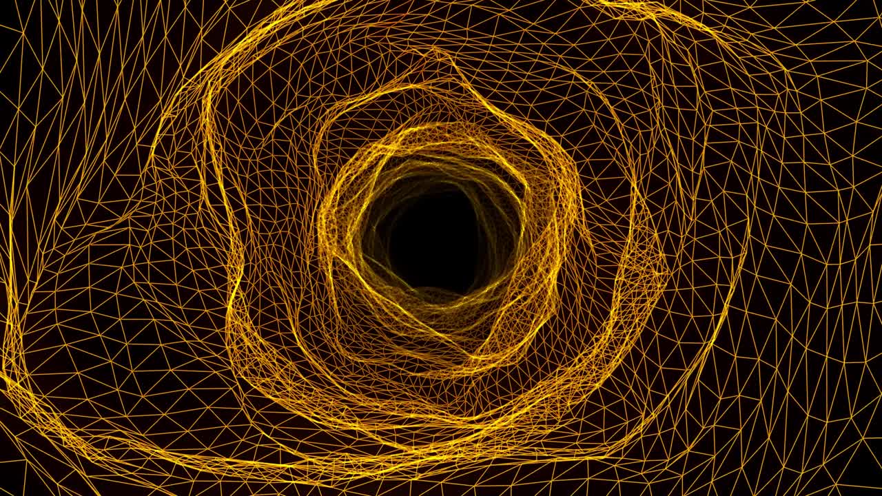 черная дыра цифровое пространство 2 - оранжевый проволока - движущаяся графика - 10 секунд беспрепятственный цикл