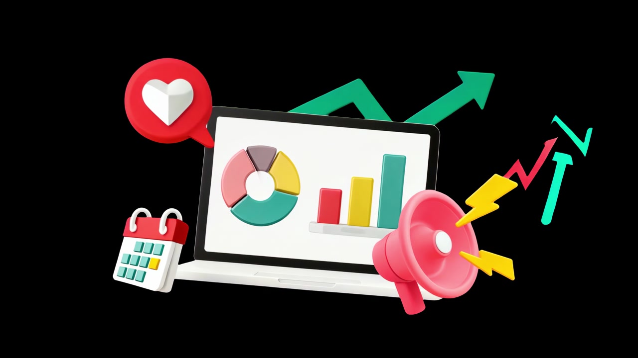 Digital markedsføring, vekstvisualisering, animasjon, isolert ressurs, transparent 4K-video, alfa