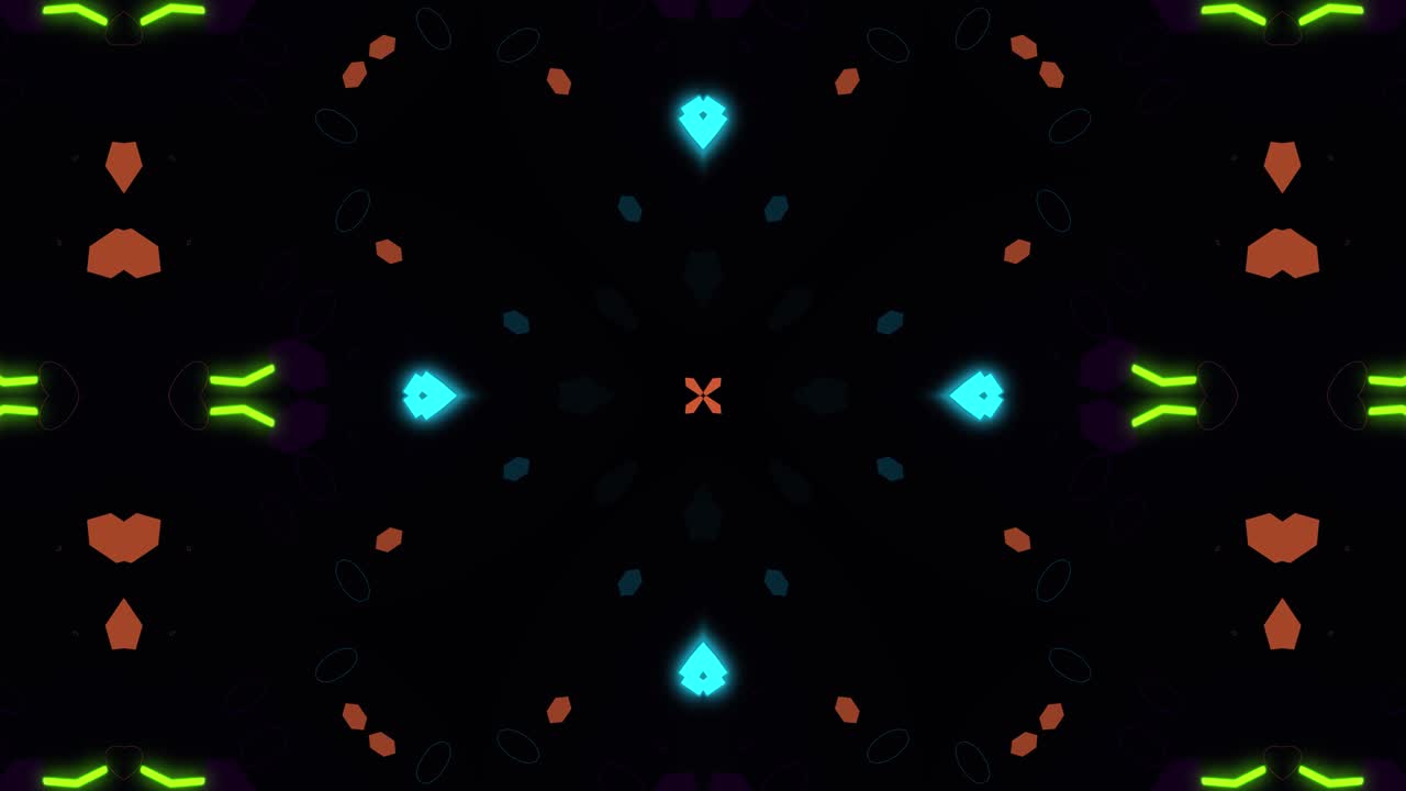 caleidoscopio con líneas luminosas. fondo abstracto de 4k