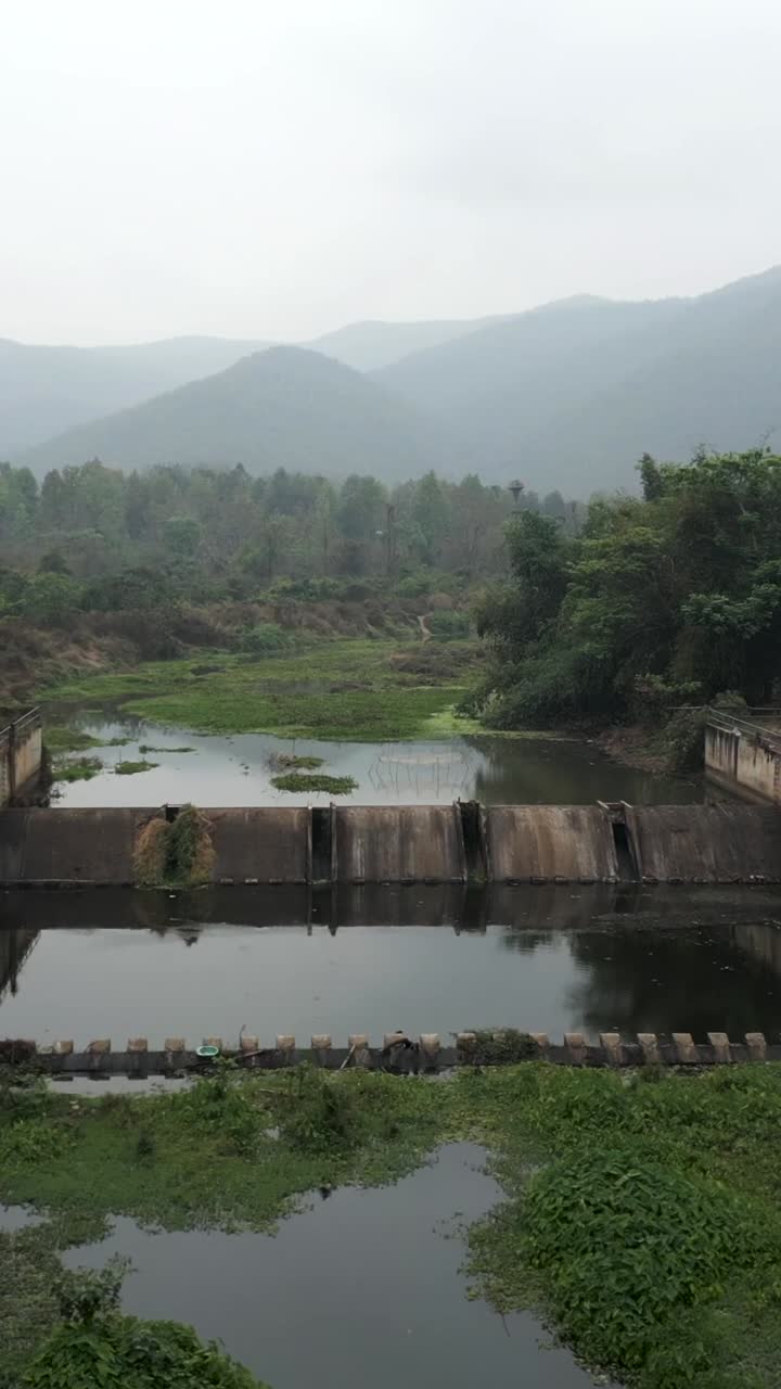 Scenic view of a dam in a mountainous landscape