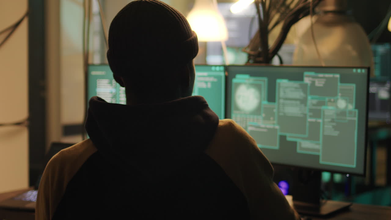 Hacker in a Dark Room with Computers