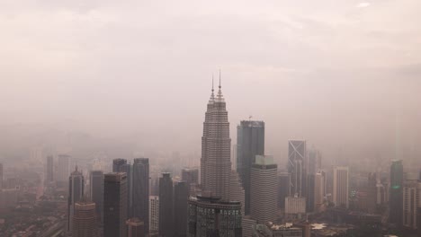 view of the petronas twin towers, the tallest twin buildings in the world in kuala lumpur, malaysia skyline