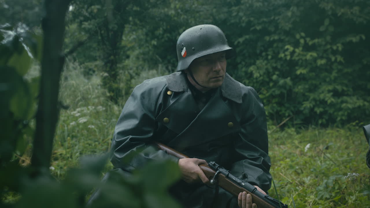 German Soldier in the Forest During World War II