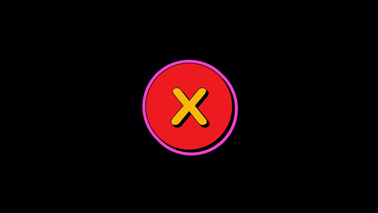 Animated Red Circle With Yellow X Symbol on Black Background