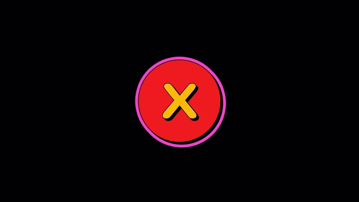 Animated Red Circle With Yellow X Symbol on Black Background