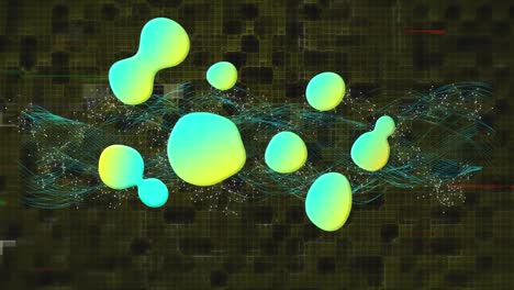 Animation-of-glowing-blob-over-neon-geometric-shapes