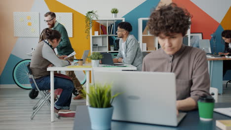 diverse team working in modern office
