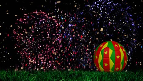animación de la bandera de camerún sobre fuegos artificiales
