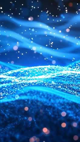 a blue wave with a lot of sparkles on it. the sparkles are scattered all over the wave, giving it a dreamy and ethereal appearance