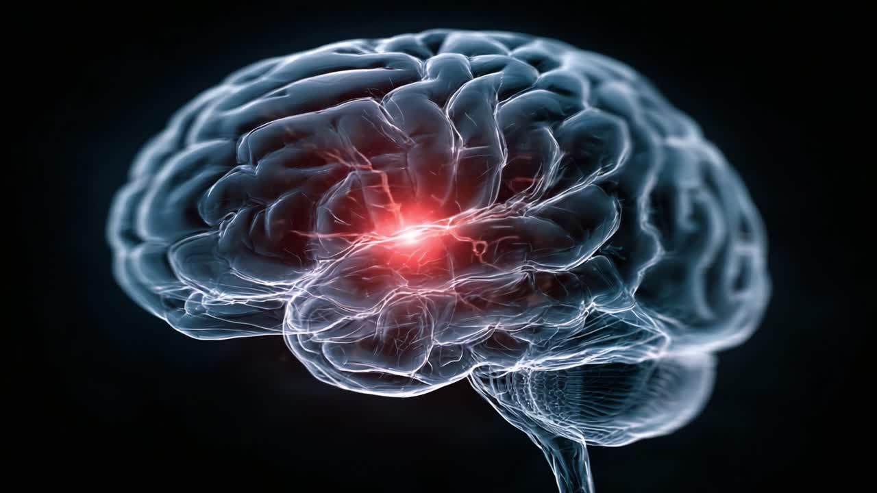 En fantastisk visuell utforskning av den mänskliga hjärnan, som belyser neural aktivitet och dess komplexa struktur i en fascinerande abstrakt representation.