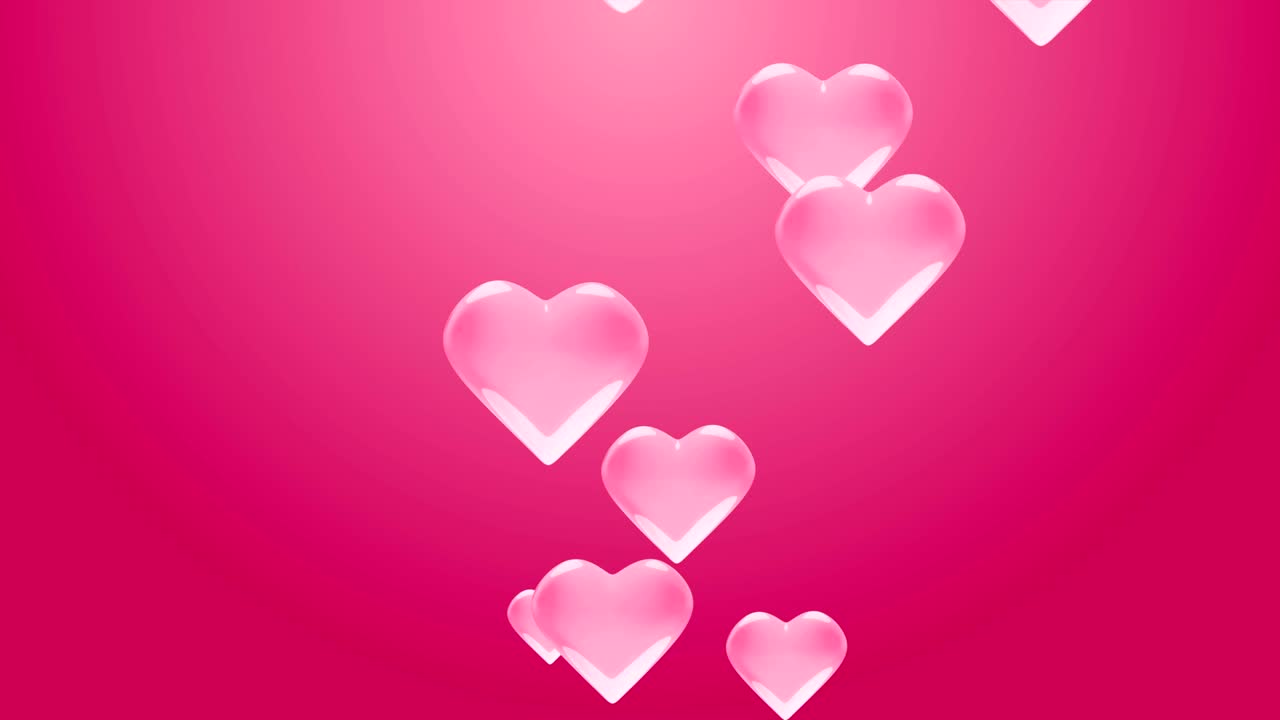 Cuori d'amore volanti con maschera alfa. Sfondo per San Valentino in loop