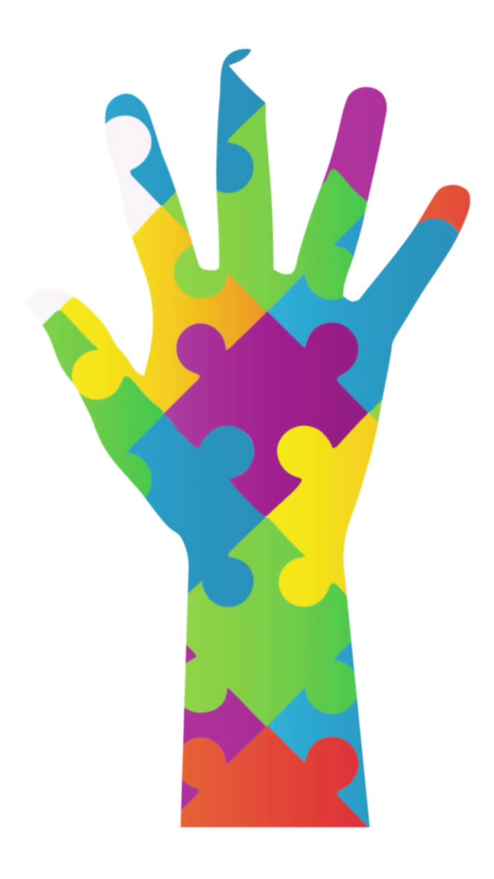 Animazione di una mano di puzzle su puzzle