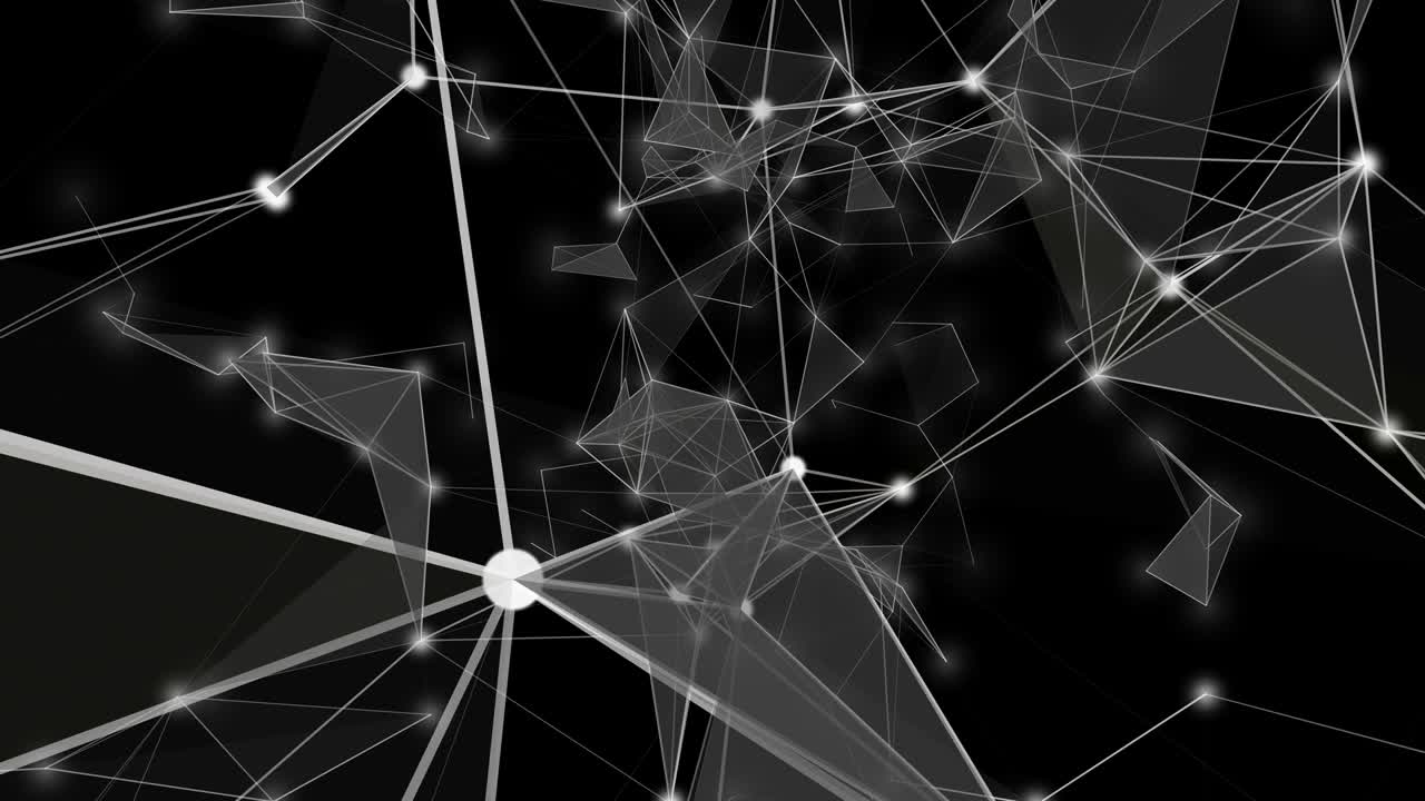 Futuristic plexus animation with glowing triangles in slow motion, 4096x2304 loop 4K