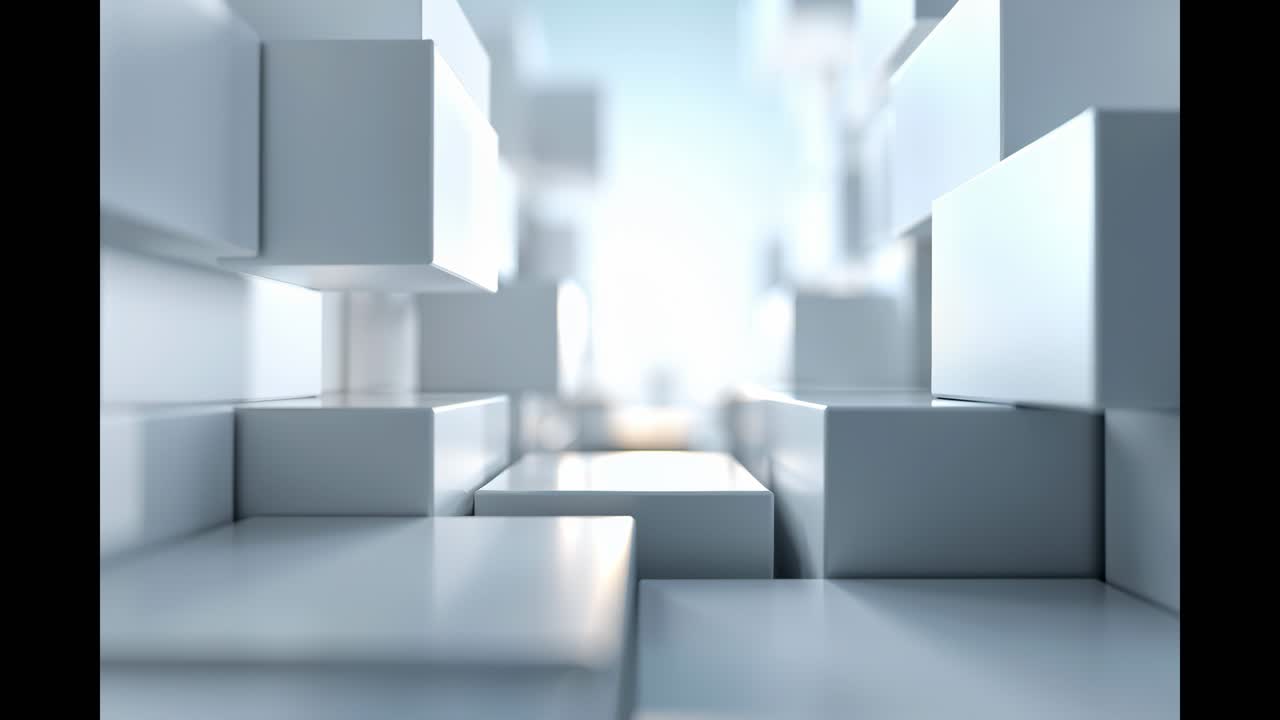 Abstract Animation of Moving White Geometric Cubes