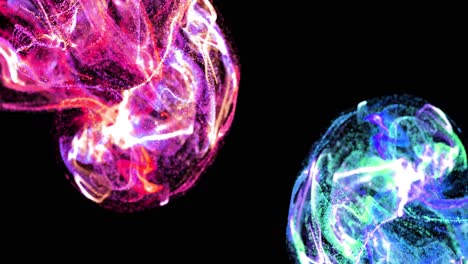animación de puntos multicolores que forman patrones de onda contra un fondo abstracto