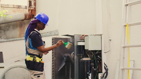 mechanic in air conditioner maintenance