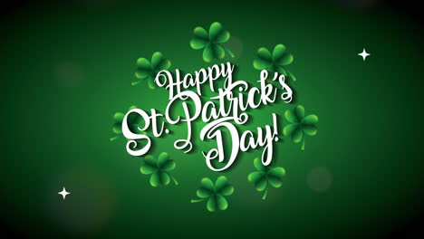 st patricks day animated card with lettering and clovers