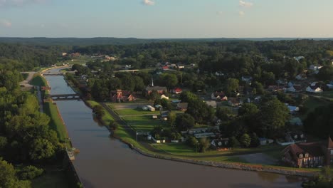 aerial shot over the lockhart river, south carolina