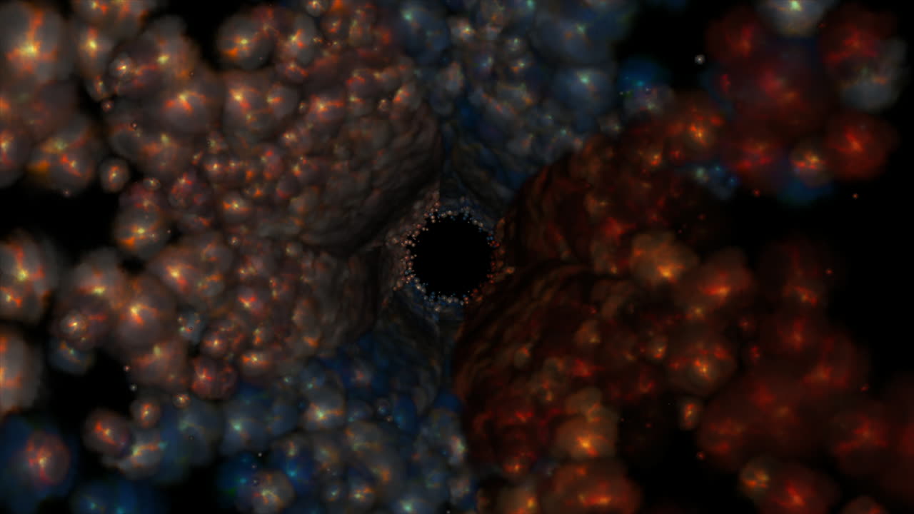 esferas de colores burbujean y giran en un patrón psicodélico, abstracto