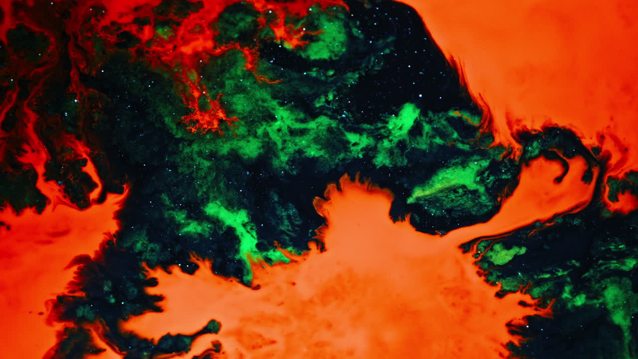 Fusion d’encres vives, macro montrant des tourbillons de couleurs éclatantes, art abstrait