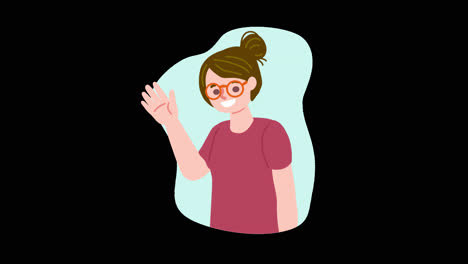 smiling woman waving