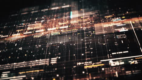 matriz de datos avanzada, telemetría y cifrado de números simulación de interfaz de usuario visualización en el ciberespacio abstracto entorno de desenfoco de fondo