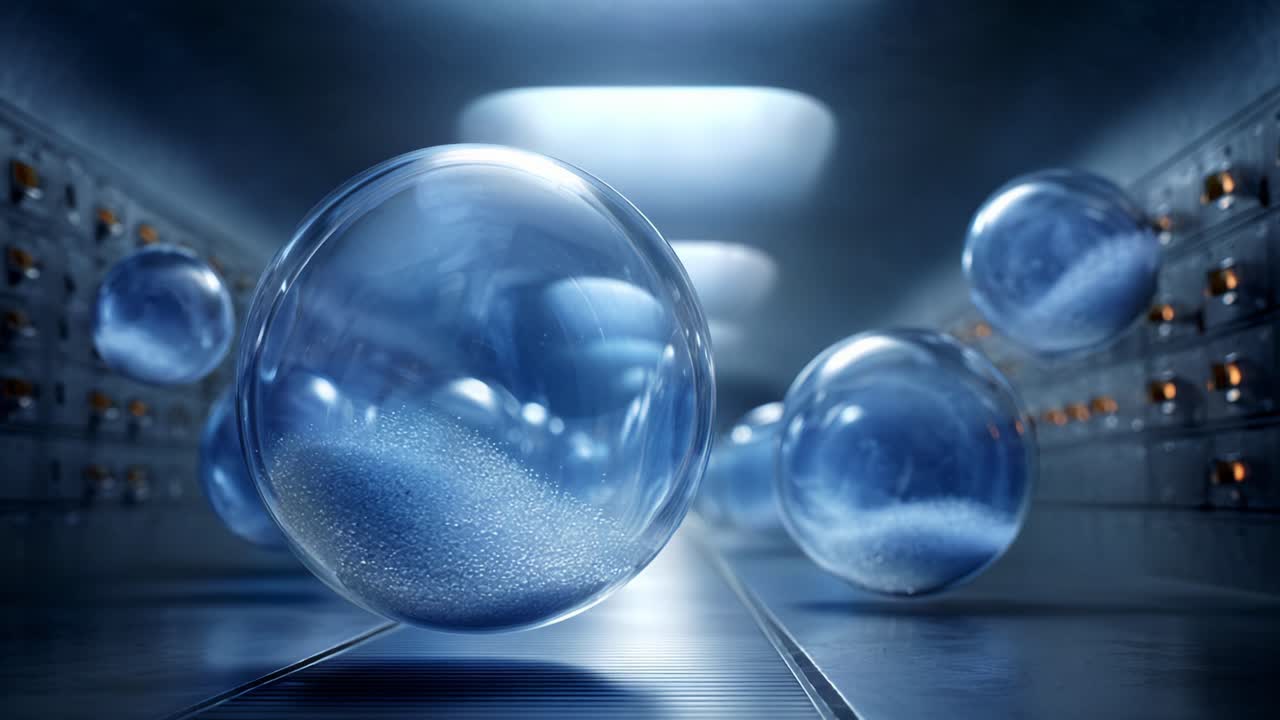 The Mystical Journey of Floating Spheres: Captivating Visuals of Ethereal Bubbles Suspended in a Modern, Futuristic Environment with Soft Lighting and Smooth Surfaces