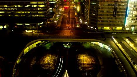 night lapse at shinjuku station west side wide shot high angle