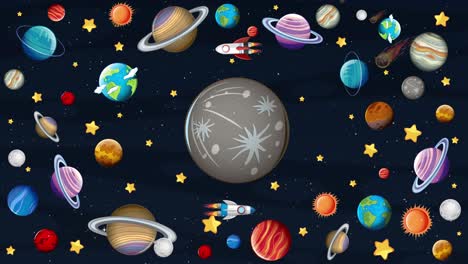 viaje colorido a través de un cosmos animado