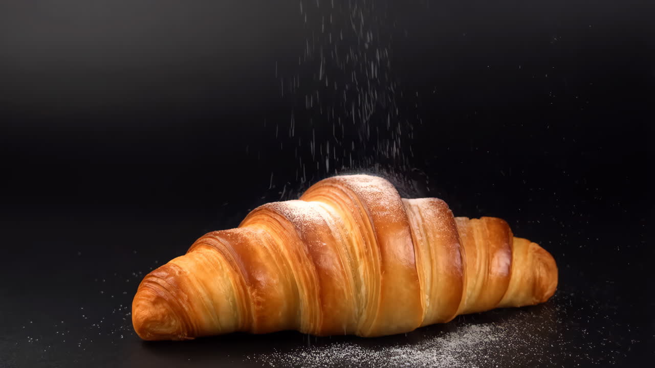 Powdered Sugar Sprinkled on a Croissant